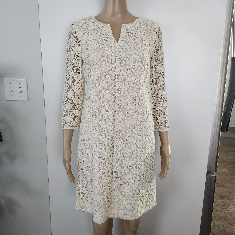 TALBOTS Ivory Lace Shift Dress Wedding Guest Bridal Shower Cocktails Size 2P NWT - Picture 14 of 14